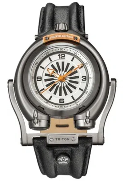 Pre-owned Gv2 By Gevril Men's 3404 Triton Automatic Limited Edition Black Leather Watch