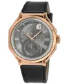 Gv2 By Gevril Men's Marchese Swiss Quartz Black Genuine Italian Leather Strap Watch 44mm In Silver