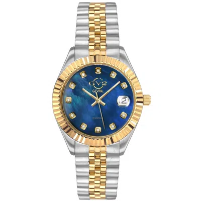 Gv2 By Gevril Naples Diamond Mother Of Pearl Dial Ladies Watch 12406 In Blue