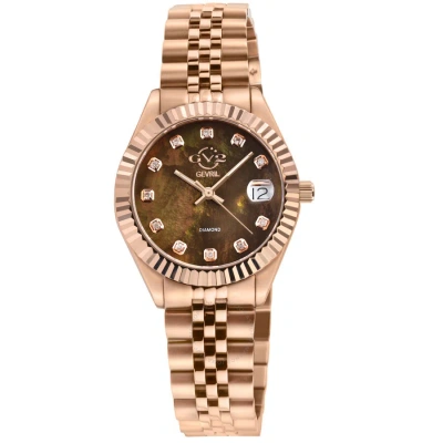 Gv2 By Gevril Naples Quartz Diamond Ladies Watch 12401 In Gold Tone / Mop / Mother Of Pearl / Rose / Rose Gold Tone