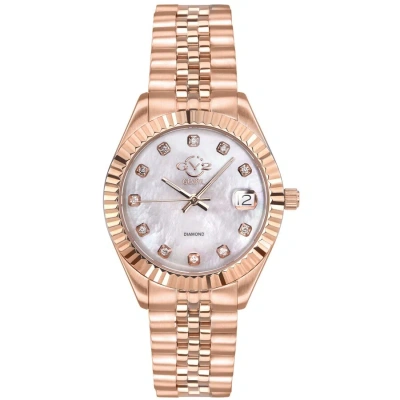 Gv2 By Gevril Naples Quartz Diamond Ladies Watch 12403 In Gold Tone / Mop / Mother Of Pearl / Rose / Rose Gold Tone