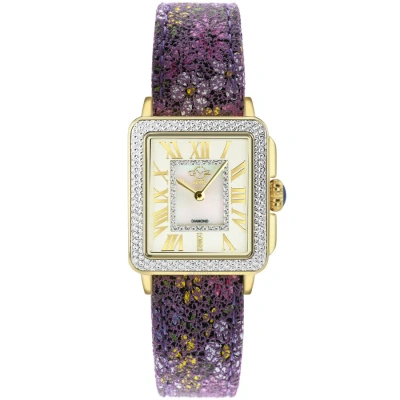 Gv2 By Gevril Padova Floral Mother Of Pearl Dial Ladies Watch 12305f In Gold Tone / Mop / Mother Of Pearl / Purple / Yellow