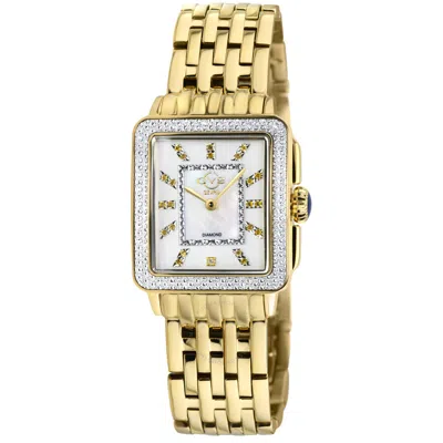 Gv2 By Gevril Padova Gemstone Diamond Mother Of Pearl Dial Ladies Watch 12331b In Black / Gold Tone / Mop / Mother Of Pearl / Yellow