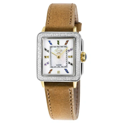 Gv2 By Gevril Padova Gemstone Diamond Mother Of Pearl Dial Ladies Watch 12334.1 In Gold Tone / Mop / Mother Of Pearl / Tan   / Yellow