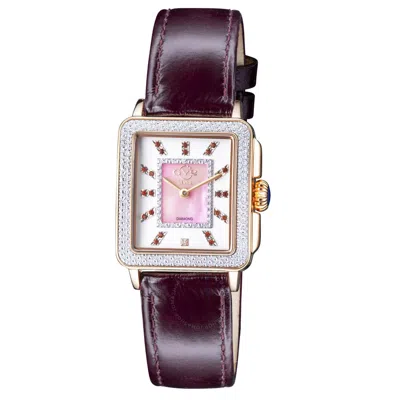 Gv2 By Gevril Padova Gemstone Diamond Mother Of Pearl Dial Ladies Watch 12336 In Mother Of Pearl/pink/purple/rose Gold Tone/gold Tone