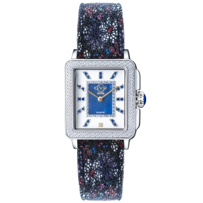 Gv2 By Gevril Padova Gemstone Floral Diamond Mother Of Pearl Dial Ladies Watch 12332f In Blue