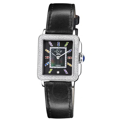 Gv2 By Gevril Padova Gemstone Quartz Diamond Ladies Watch 12330 In Black