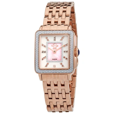 Gv2 By Gevril Padova Gemstone Quartz Diamond Ladies Watch 12336b In Gold Tone / Mother Of Pearl / Pink / Rose / Rose Gold Tone