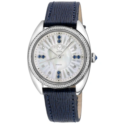 Gv2 By Gevril Palermo Diamond Mother Of Pearl Dial Ladies Watch 13101 In Blue / Mop / Mother Of Pearl