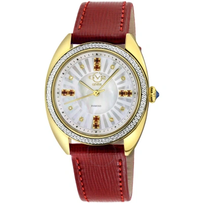 Gv2 By Gevril Palermo Diamond Mother Of Pearl Dial Ladies Watch 13102 In Red