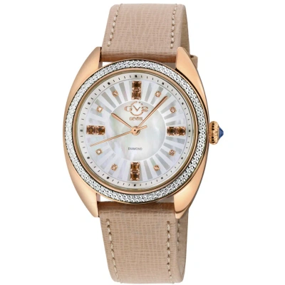 Gv2 By Gevril Palermo Diamond Mother Of Pearl Dial Ladies Watch 13103 In Gold Tone / Mop / Mother Of Pearl / Rose / Rose Gold Tone / Tan