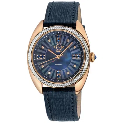 Gv2 By Gevril Palermo Diamond Mother Of Pearl Dial Ladies Watch 13104 In Blue / Gold Tone / Mop / Mother Of Pearl / Rose / Rose Gold Tone