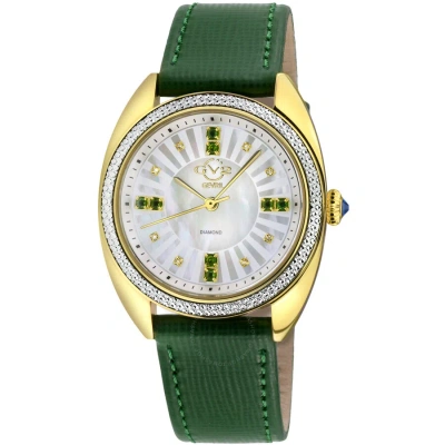 Gv2 By Gevril Palermo Diamond Mother Of Pearl Dial Ladies Watch 13105 In Gold Tone / Green / Mop / Mother Of Pearl / Yellow