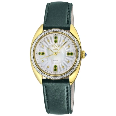 Gv2 By Gevril Palermo Vegan Diamond Mother Of Pearl Dial Ladies Watch 13105-v5 In Gold Tone / Green / Mop / Mother Of Pearl / Yellow