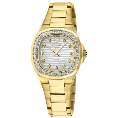 Gv2 By Gevril Potente Quartz Diamond Ladies Watch 18205b In Gold Tone / Mop / Mother Of Pearl / Yellow