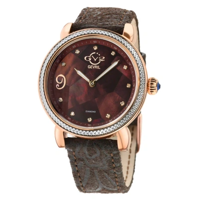 Gv2 By Gevril Ravenna Floral Quartz Diamond Mother Of Pearl Dial Ladies Watch 12604f In Brown / Gold / Gold Tone / Mop / Mother Of Pearl / Rose / Rose Gold / Rose Gold Tone