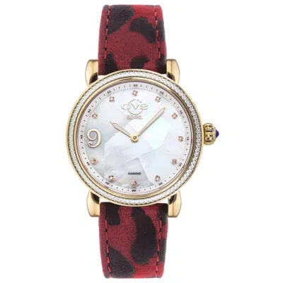 Pre-owned Gv2 By Gevril Ravenna Womens 12602 Swiss Quartz Animal Print Suede Diamond Watch