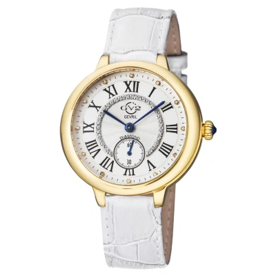 Gv2 By Gevril Rome Quartz White Dial Ladies Watch 12202 In Blue / Gold Tone / White