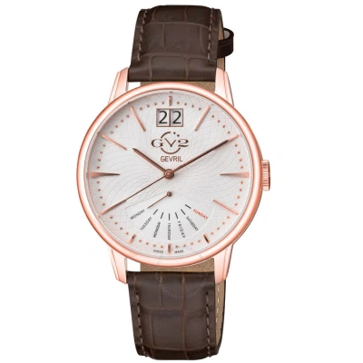 Gv2 By Gevril Rovescio White Dial Men's Watch 56203 In Brown / Gold Tone / Rose / Rose Gold Tone / White