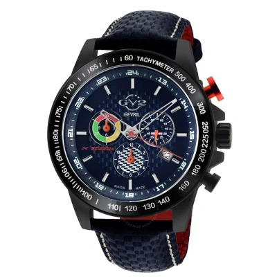 Gv2 By Gevril Scuderia Chronograph Tachymeter Blue Dial Men's Watch 9924 In Black