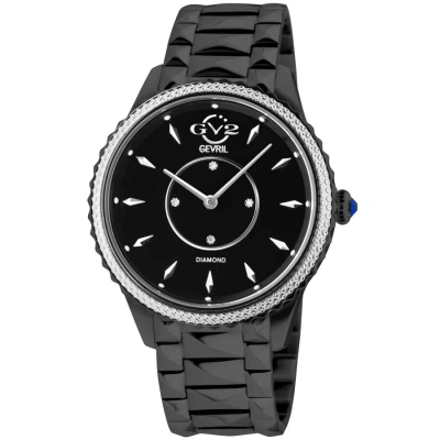 Gv2 By Gevril Siena Quartz Black Dial Diamond Ladies Watch 11703-425