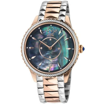 Gv2 By Gevril Siena Quartz Diamond Blue Mother Of Pearl Dial Ladies Watch 11705-425 In Two Tone  / Blue / Gold Tone / Mop / Mother Of Pearl / Rose / Rose Gold Tone