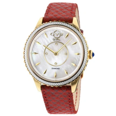 Gv2 By Gevril Siena Quartz Diamond Mother Of Pearl Dial Ladies Watch 11702-525.e In Red   / Gold Tone / Mop / Mother Of Pearl / Yellow