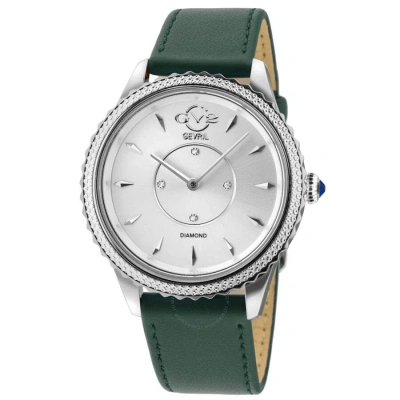 Gv2 By Gevril Siena Vegan Quartz Diamond Silver Dial Ladies Watch 11700-426v In Green / Silver