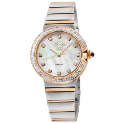 Gv2 By Gevril Sorrento Diamond Mother Of Pearl Dial Ladies Watch 12443b In Two Tone  / Gold Tone / Mop / Mother Of Pearl / Rose / Rose Gold Tone