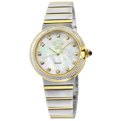 Gv2 By Gevril Sorrento Diamond Mother Of Pearl Dial Ladies Watch 12444b In Two Tone  / Gold Tone / Mop / Mother Of Pearl / Yellow
