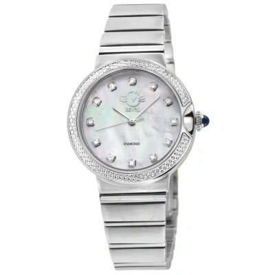 Gv2 By Gevril Sorrento Diamond Mother Of Pearl Dial Ladies Watch 12445b In Mop / Mother Of Pearl