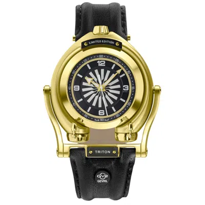 Gv2 By Gevril Triton Black Dial Men's Watch 3408 In Black / Gold / Gold Tone / Yellow