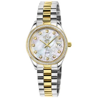 Gv2 By Gevril Turin Diamond Mother Of Pearl Dial Ladies Watch 12424b In Two Tone  / Gold Tone / Mop / Mother Of Pearl / Yellow