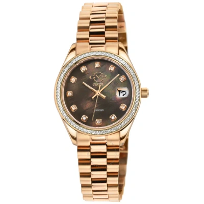 Gv2 By Gevril Turin Quartz Diamond Ladies Watch 12420b In Gold Tone / Mop / Mother Of Pearl / Rose / Rose Gold Tone