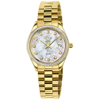 Gv2 By Gevril Turin Quartz Diamond Ladies Watch 12422b In Gold Tone / Mop / Mother Of Pearl / Yellow