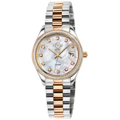 Gv2 By Gevril Turin Quartz Diamond Ladies Watch 12423b In Two Tone  / Gold Tone / Mop / Mother Of Pearl / Rose / Rose Gold Tone