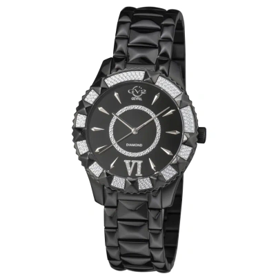 Gv2 By Gevril Venice Diamond Quartz Black Dial Ladies Watch 11713-425