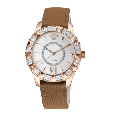 Gv2 By Gevril Venice Mother Of Pearl Dial Ladies Watch 11711-929-v2 In Gold Tone / Mop / Mother Of Pearl / Rose / Rose Gold Tone / Tan
