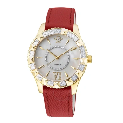 Gv2 By Gevril Venice Mother Of Pearl Dial Ladies Watch 11714-425-v4 In Red   / Gold Tone / Mop / Mother Of Pearl / Yellow