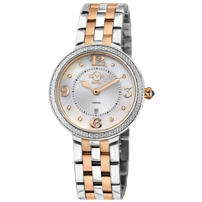 Gv2 By Gevril Verona Diamond Mother Of Pearl Dial Ladies Watch 12904b In Two Tone  / Gold Tone / Mop / Mother Of Pearl / Rose / Rose Gold Tone