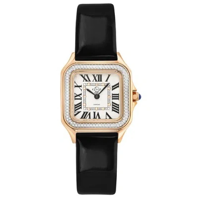 Pre-owned Gv2 By Gevril Women's 12111 Milan Swiss Quartz Black Leather Diamond Watch
