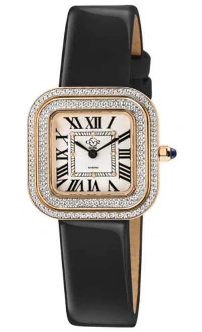 Pre-owned Gv2 By Gevril Women's 12131 Bellagio Swiss Mvmnt Diamond Black Leather Watch