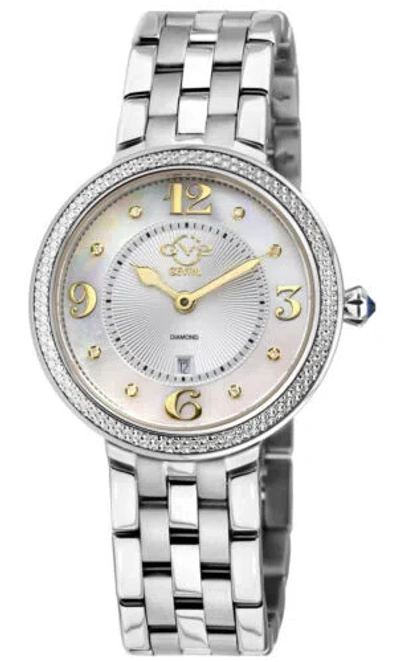 Pre-owned Gv2 By Gevril Women's 12905b Verona Mop Dial Diamond Swiss Quartz Steel Watch
