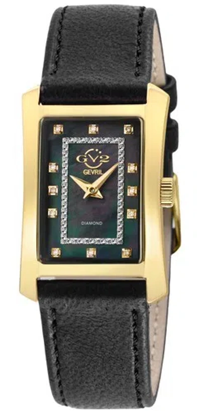 Pre-owned Gv2 By Gevril Women's 14603 Luino Mop Dial Swiss Quartz Diamond Leather Watch