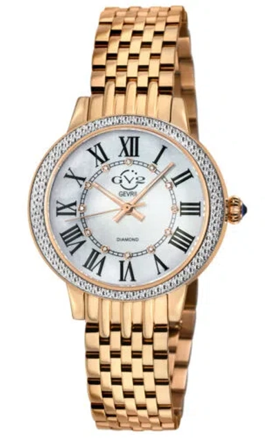 Pre-owned Gv2 By Gevril Women's 9151b Astor Iii Diamond Rose-gold Ip Stainless Steel Watch