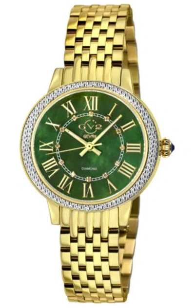 Pre-owned Gv2 By Gevril Women's 9154b Astor Iii Diamond Gold Ip Stainless Steel Wristwatch
