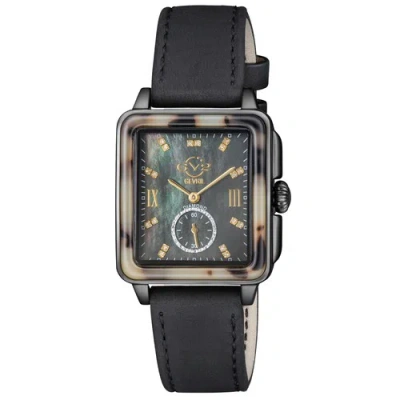 Pre-owned Gv2 By Gevril Women's 9243 Bari Tortoise Diamond Black Suede Swiss Quartz Watch