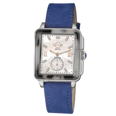 Pre-owned Gv2 By Gevril Women's 9244 Bari Tortoise Diamond Blue Suede Leather Swiss Watch