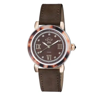 Pre-owned Gv2 By Gevril Women's 9855 Marsala Tortoise Mop Dial Diamond Swiss Quartz Watch