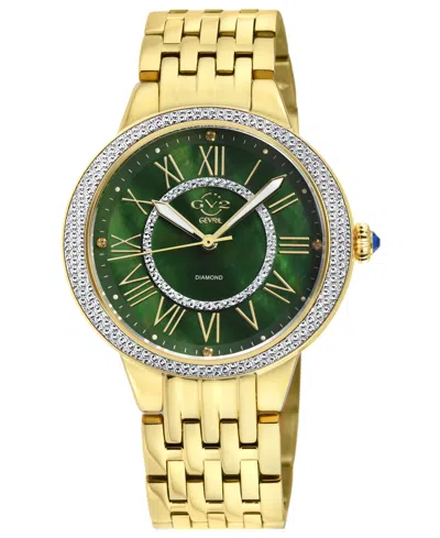 Gv2 By Gevril Women's Astor Ii Swiss Quartz Diamond Accents Ion Plating Gold-tone Stainless Steel Bracelet Watch 3 In Silver